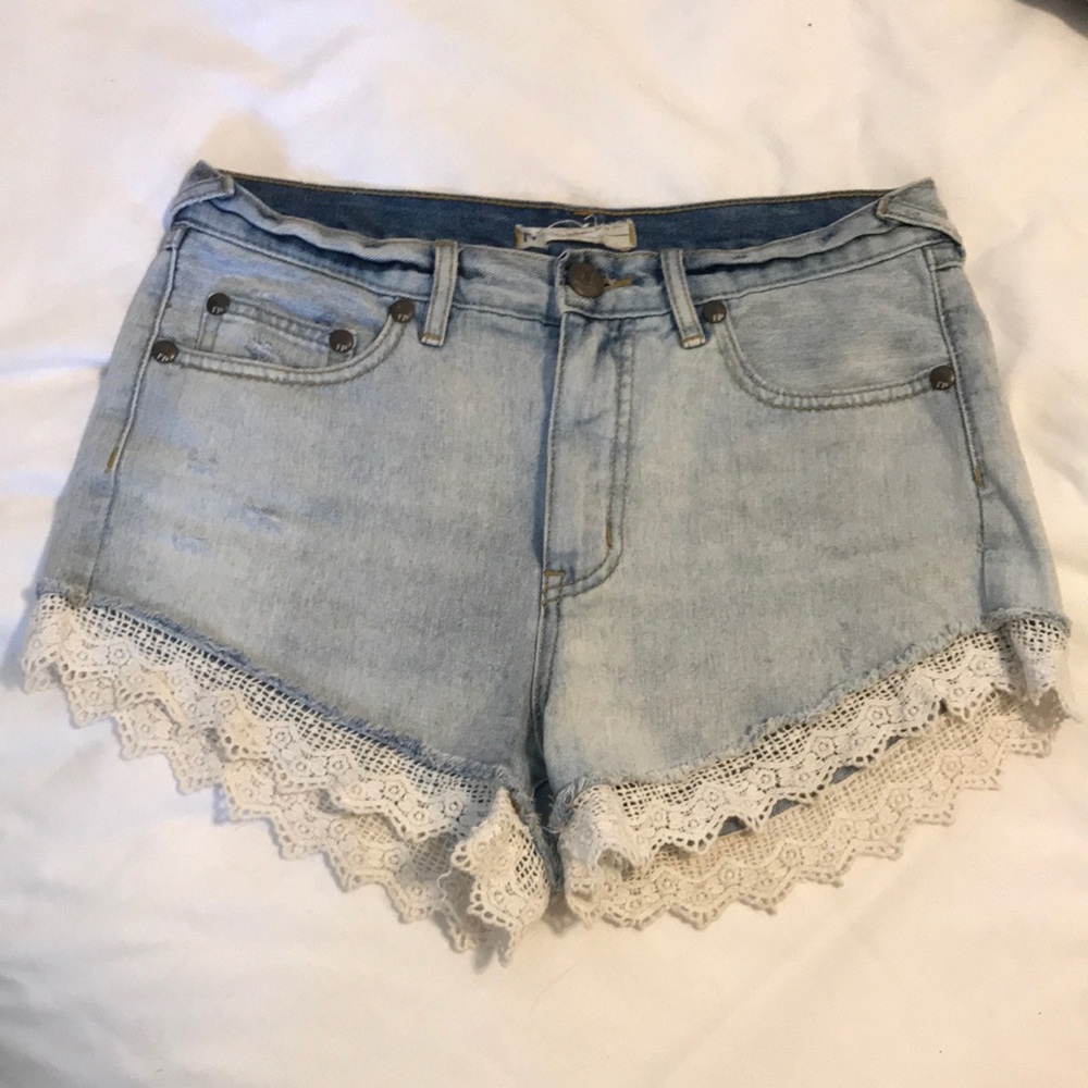 Free People high rise cut off lace shorts